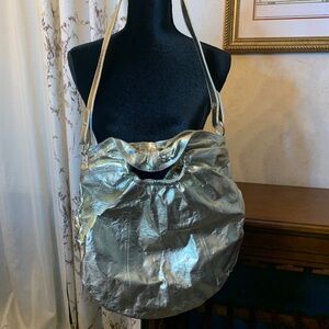 Donna Karan Shiny Gold Metallic Cosmetic Tote Bag